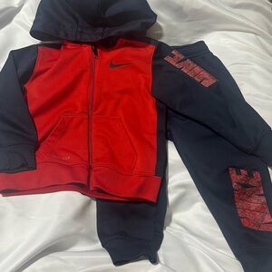 Nike Kids Red and Blue Hooded Tracksuit